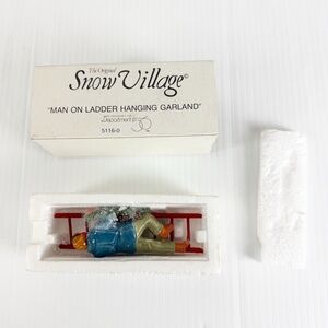 Department 56 Snow Village Man on Ladder Hanging Garland Christmas Figure